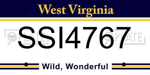 SSI4767 West Virginia License Plate
