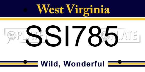 SSI785 West Virginia License Plate