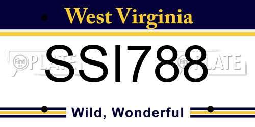 SSI788 West Virginia License Plate