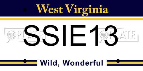 SSIE13 West Virginia License Plate