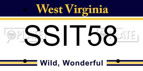 SSIT58 West Virginia License Plate