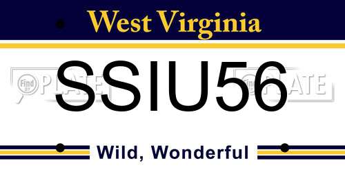 SSIU56 West Virginia License Plate