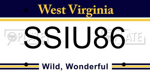 SSIU86 West Virginia License Plate