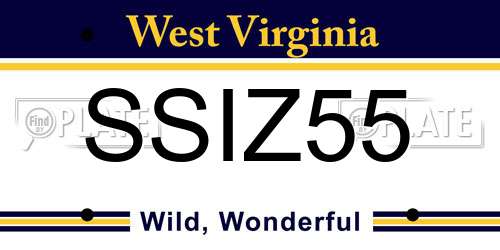 SSIZ55 West Virginia License Plate