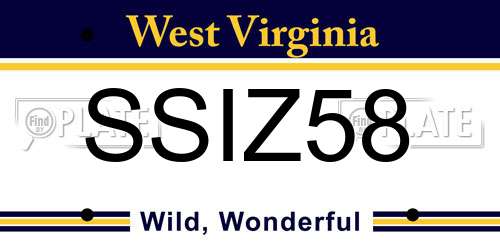 SSIZ58 West Virginia License Plate