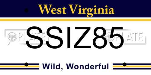 SSIZ85 West Virginia License Plate