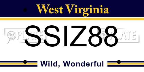 SSIZ88 West Virginia License Plate