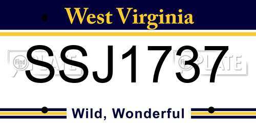 SSJ1737 West Virginia License Plate