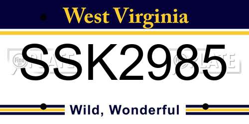 SSK2985 West Virginia License Plate