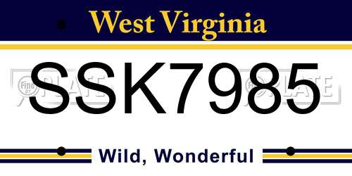 SSK7985 West Virginia License Plate