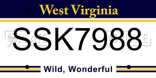 SSK7988 West Virginia License Plate