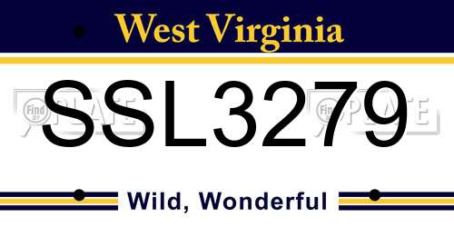 SSL3279 West Virginia License Plate