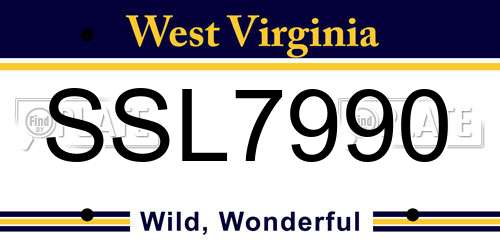 SSL7990 West Virginia License Plate