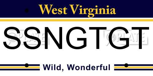 SSNGTGT West Virginia License Plate