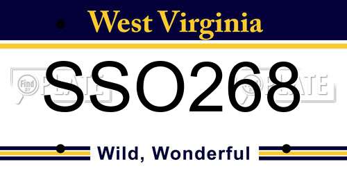 SSO268 West Virginia License Plate