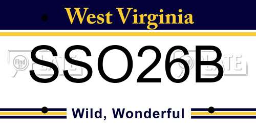 SSO26B West Virginia License Plate