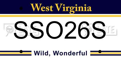 SSO26S West Virginia License Plate