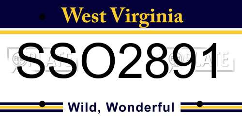 SSO2891 West Virginia License Plate