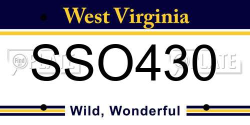 SSO430 West Virginia License Plate