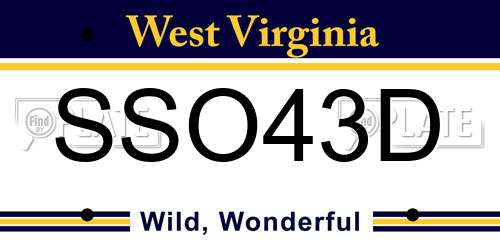 SSO43D West Virginia License Plate
