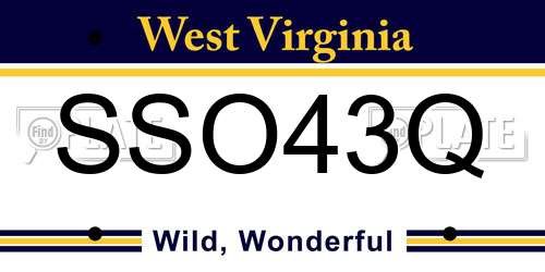 SSO43Q West Virginia License Plate