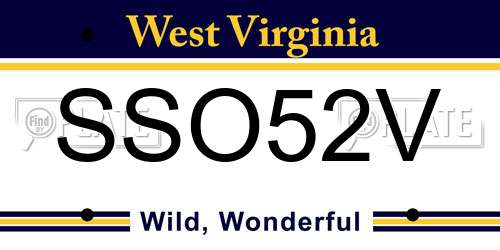 SSO52V West Virginia License Plate