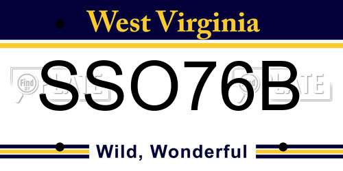 SSO76B West Virginia License Plate