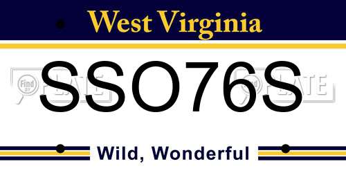 SSO76S West Virginia License Plate