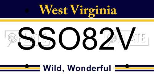 SSO82V West Virginia License Plate