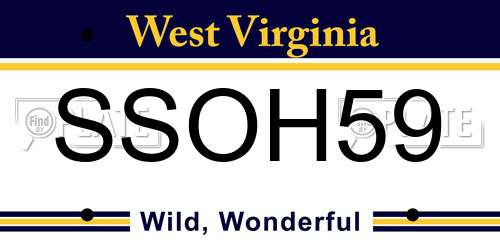 SSOH59 West Virginia License Plate