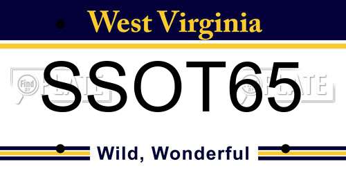SSOT65 West Virginia License Plate