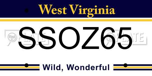 SSOZ65 West Virginia License Plate