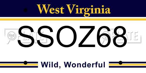 SSOZ68 West Virginia License Plate