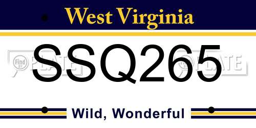 SSQ265 West Virginia License Plate
