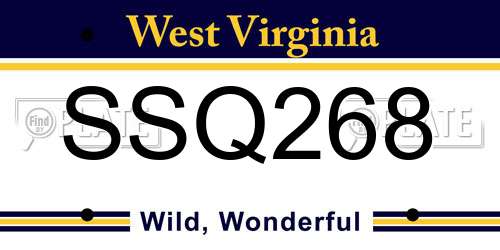 SSQ268 West Virginia License Plate