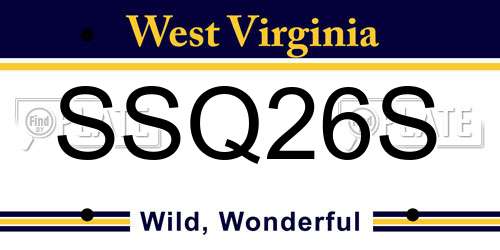 SSQ26S West Virginia License Plate