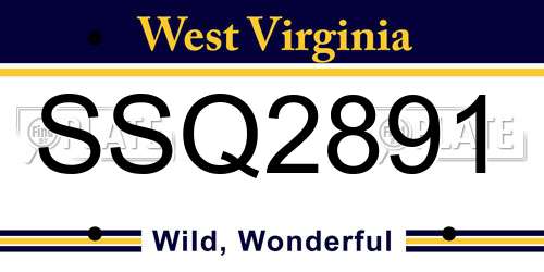 SSQ2891 West Virginia License Plate