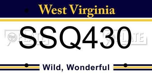 SSQ430 West Virginia License Plate