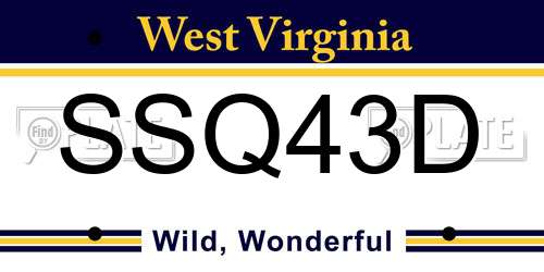 SSQ43D West Virginia License Plate