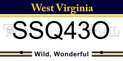 SSQ43O West Virginia License Plate