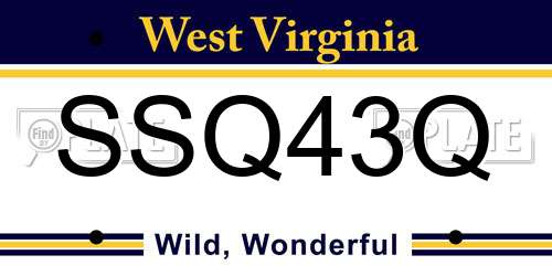 SSQ43Q West Virginia License Plate