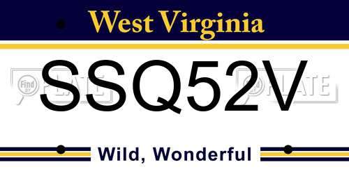 SSQ52V West Virginia License Plate