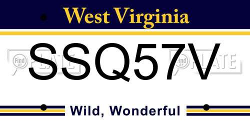 SSQ57V West Virginia License Plate