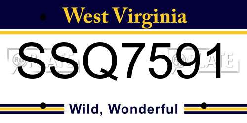 SSQ7591 West Virginia License Plate