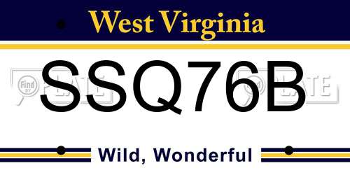 SSQ76B West Virginia License Plate