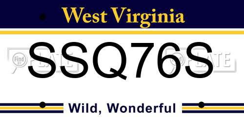 SSQ76S West Virginia License Plate