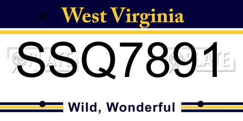 SSQ7891 West Virginia License Plate