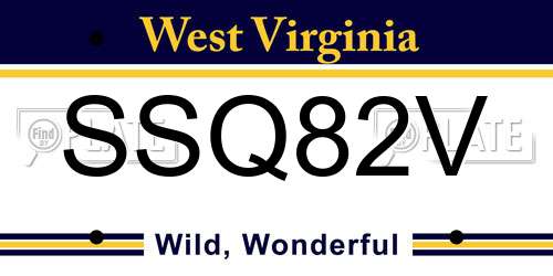 SSQ82V West Virginia License Plate