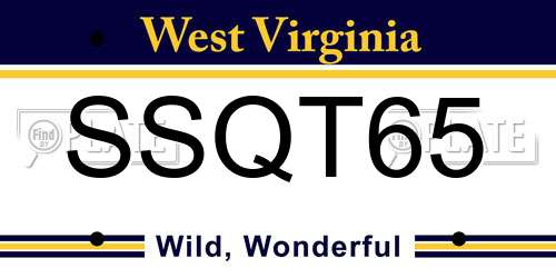 SSQT65 West Virginia License Plate