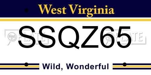 SSQZ65 West Virginia License Plate